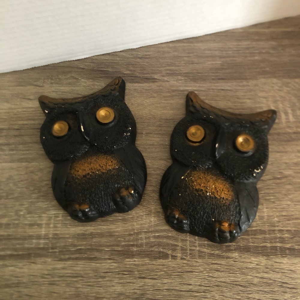 Vtg MCM Chalkware Pair of Owls